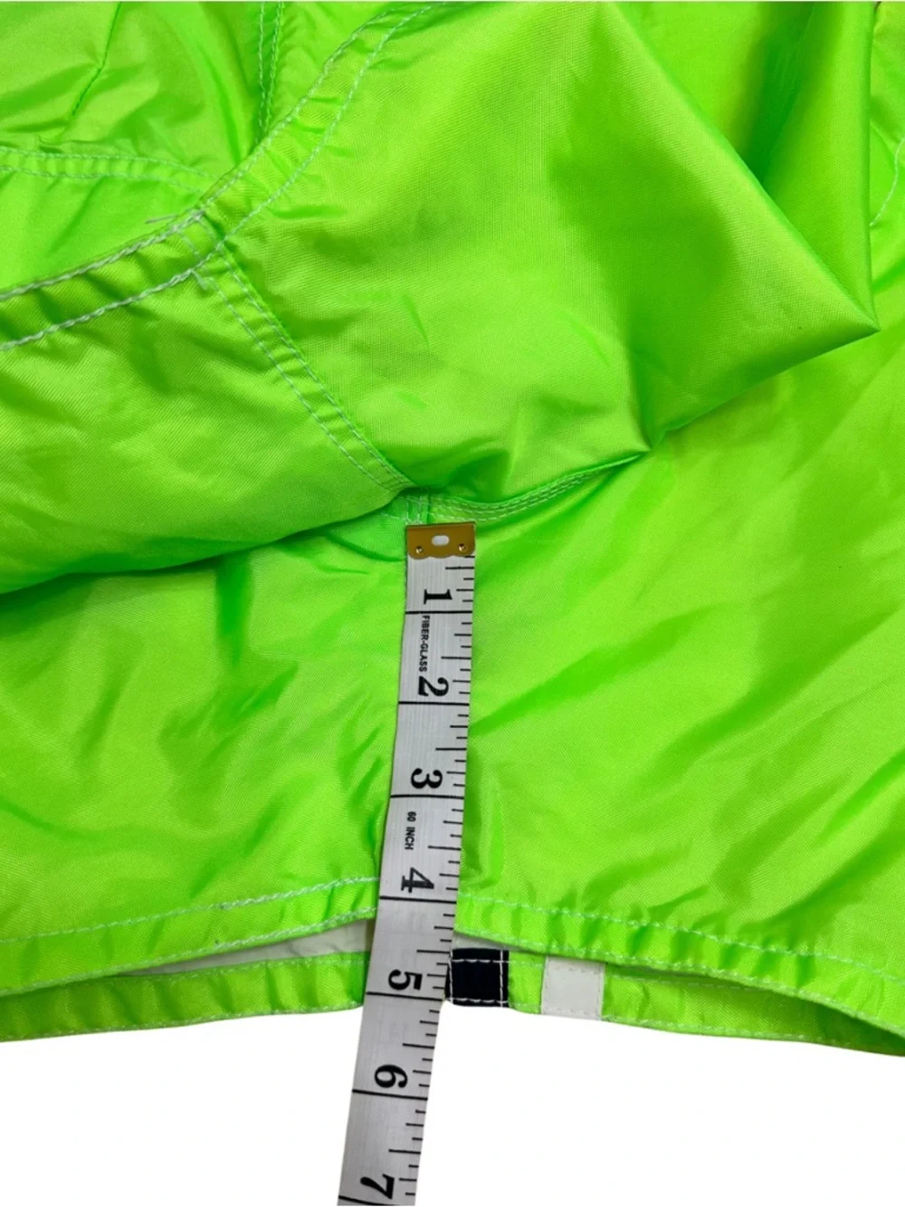 Birdwell Neon Green Swim Trunks with White and Black Side Stripes